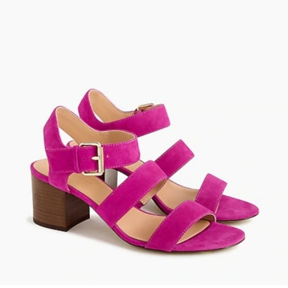 J. Crew three-strap stacked-heel sandals in  suede, 6.5 - Picture 10 of 10